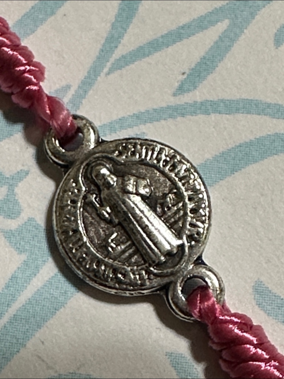 My Saint My Hero Breathe Blessing Bracelet – Pink Cord & Silver Medal NWT